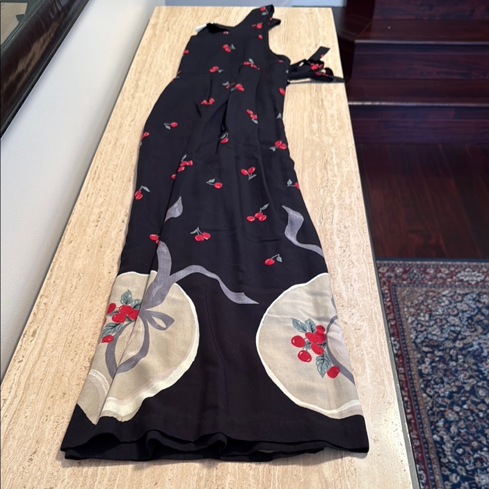 RJ Steven’s size 8-10 Black Dress with Cherry Print Sundress